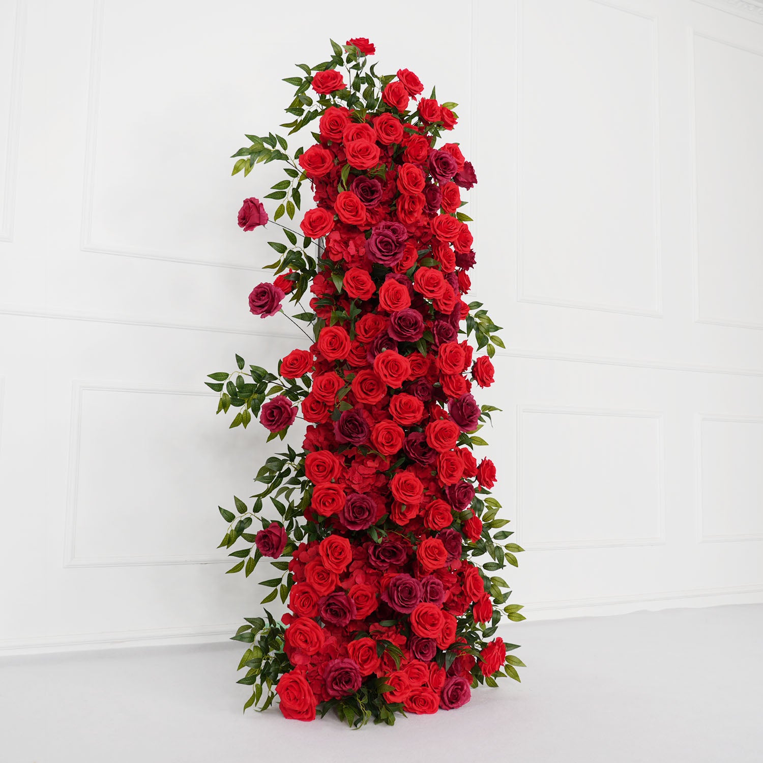 Artificial Red Rose Wedding KT Background Board Decor Flower Row Picture 8
